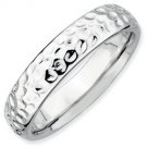 Silver stackable ring shiny hammered