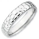 Silver stackable ring shiny hammered