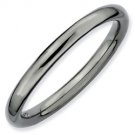Silver stackable ring with black ruthenium plate textured