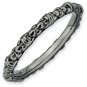 Silver stackable ring with black ruthenium plate textured