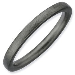 Silver stackable ring with black ruthenium plate flat with satin finish