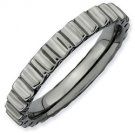 Silver stackable ring with black ruthenium plate textured