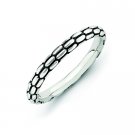 Silver stackable ring antiqued textured