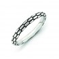 Silver stackable ring antiqued textured
