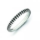 Silver stackable ring antiqued textured