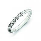 Silver stackable ring antiqued textured