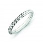 Silver stackable ring antiqued textured