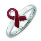 Silver stackable ring Red Enamel, HIV/AIDS or MADD/DARE Awareness Ribbon