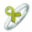 Silver stackable ring Support Our Troops Awareness Ribbon Yellow