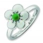 Silver stackable ring Enamel Hawthorn; Flower of the Month for May