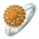Silver stackable ring Enamel Chrysanthemum; Flower of the Month for November