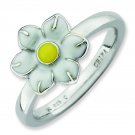 Silver stackable ring Enamel Narcissus; Flower of the Month for December