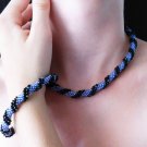 Bead Crochet Blue and black Set // FREE SHIPPING