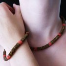 Bead Crochet Brown and Red Set // FREE SHIPPING
