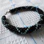 Bead Crochet Black and metalic cyan Set // FREE SHIPPING