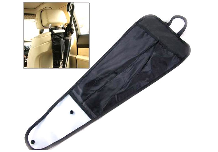 Black Deluxe Car Back Seat Umbrella Holder Pocket Organizer (for 2