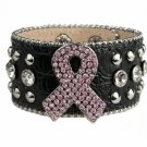 Pink Ribbon Genuine Leather Bracelet