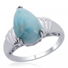 Beautiful Blue Larimar Solitaire Ring, 6.85 ct