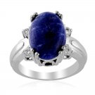Sodalite Ring with White Topaz Accents Sodalite Ring with White Topaz Accents
