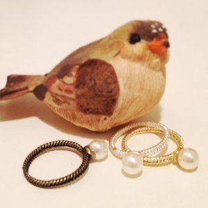 Small Gold / Silver / Bronze Pearl Ring for Small Finger, Pearl Ring Necklace, Pearl Ring Pendant