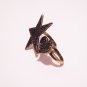 Star and Heart Ring, Double Ring, Black Heart, Black Star, Glam Rock Style,Chic Style