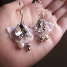 Pear Rhinestones with Lace and Pearl Earrings, Bridesmaid Earrings, Wedding Earrings