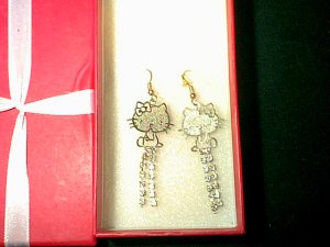 Hello Kitty Silvertoned Fish-hook Style Earrings