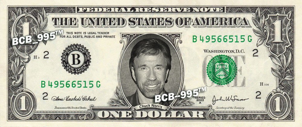 Chuck Norris On A Real Dollar Bill Cash Money Collectible Memorabilia Celebrity 