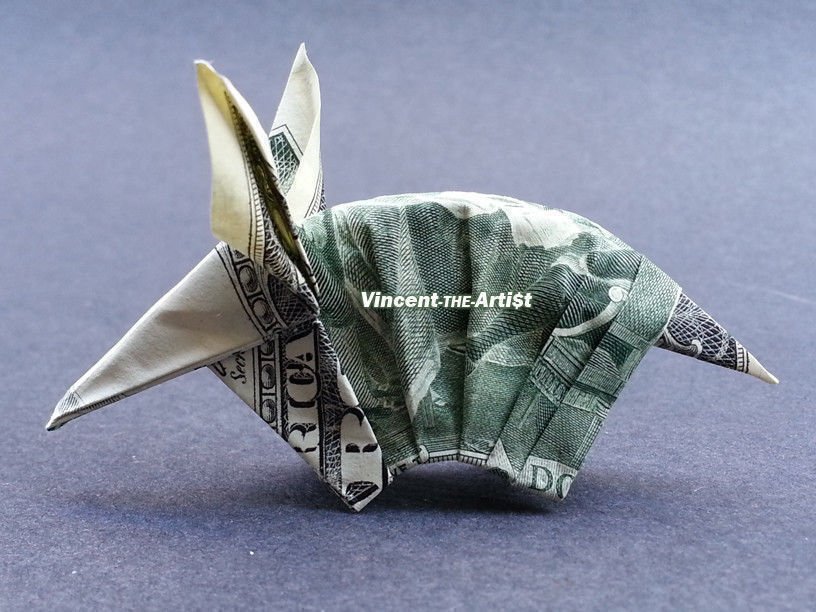 2 bill Money Origami ARMADILLO Dollar Bill Art Made with real 2 Cash
