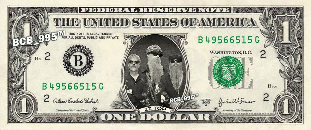 ZZ TOP On REAL Dollar Bill Celebrity Collectible Custom Cash