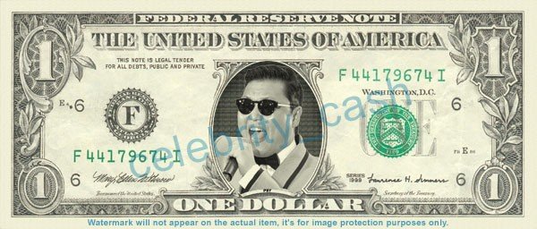 PSY Gangnam Style on REAL Dollar Bill Cash Money Bank Note Currency Dinero