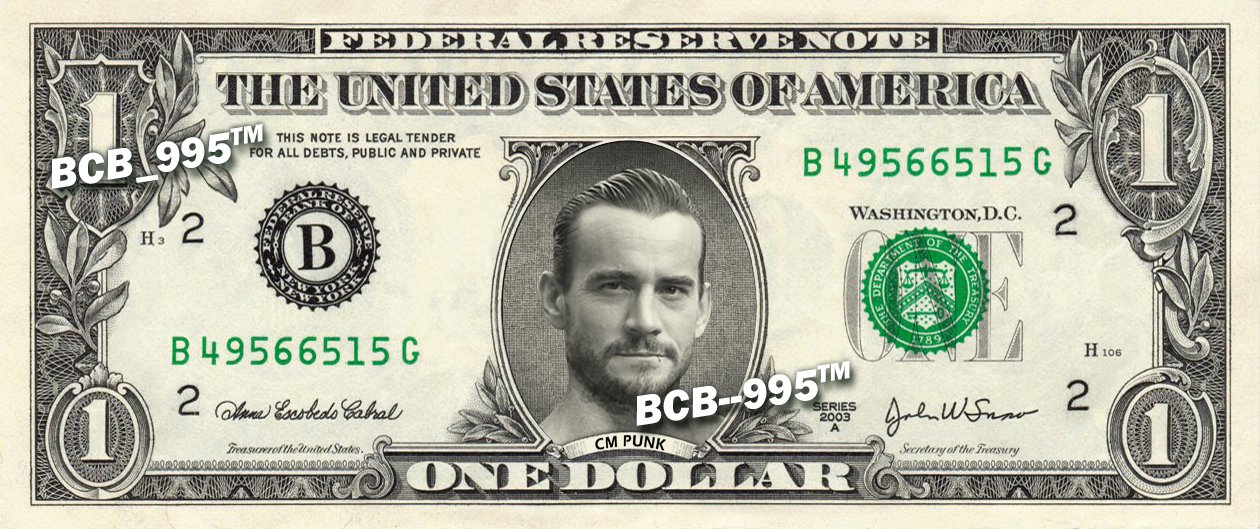 CM PUNK Wrestler WWE on REAL Dollar Bill Cash Money Bank Note Currency ...