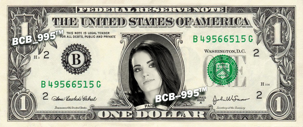 PAIGE on REAL Dollar Bill WWE Wrestler Cash Money Memorabilia Celebrity ...