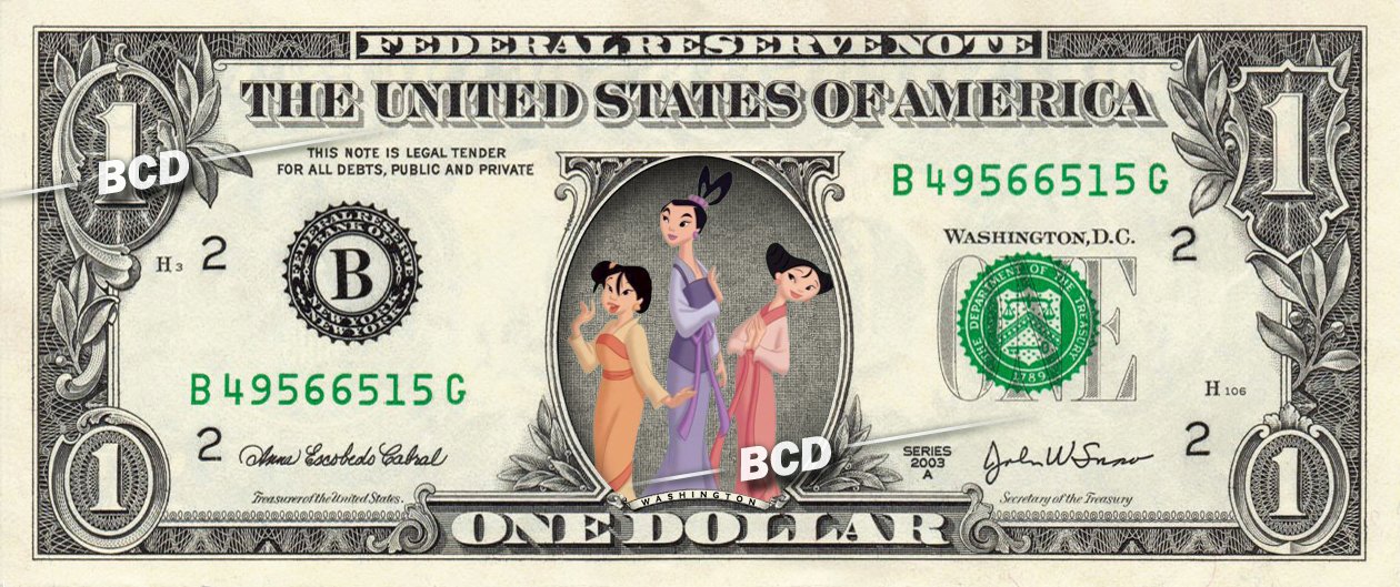 TING-TING SU & MEI Mulan - REAL Dollar Bill Disney Cash Money Memorabilia