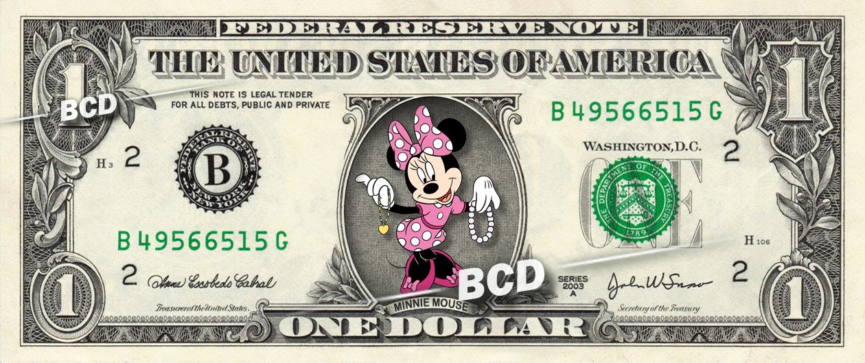 MINNIE MOUSE on REAL Dollar Bill Disney Collectible Celebrity Cash