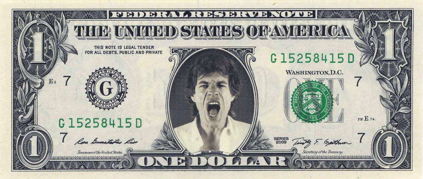 Mick Jagger On A Real Dollar Bill Cash Money Memorabilia Collectible Celebrity 