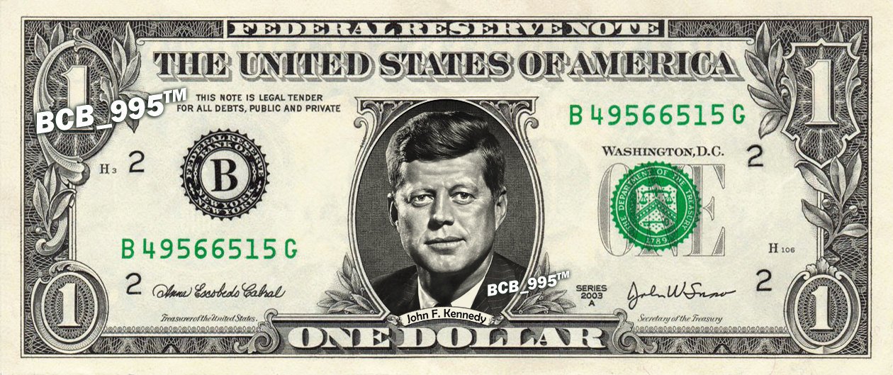 JOHN F KENNEDY on a REAL Dollar Bill JFK Cash Money Collectible ...