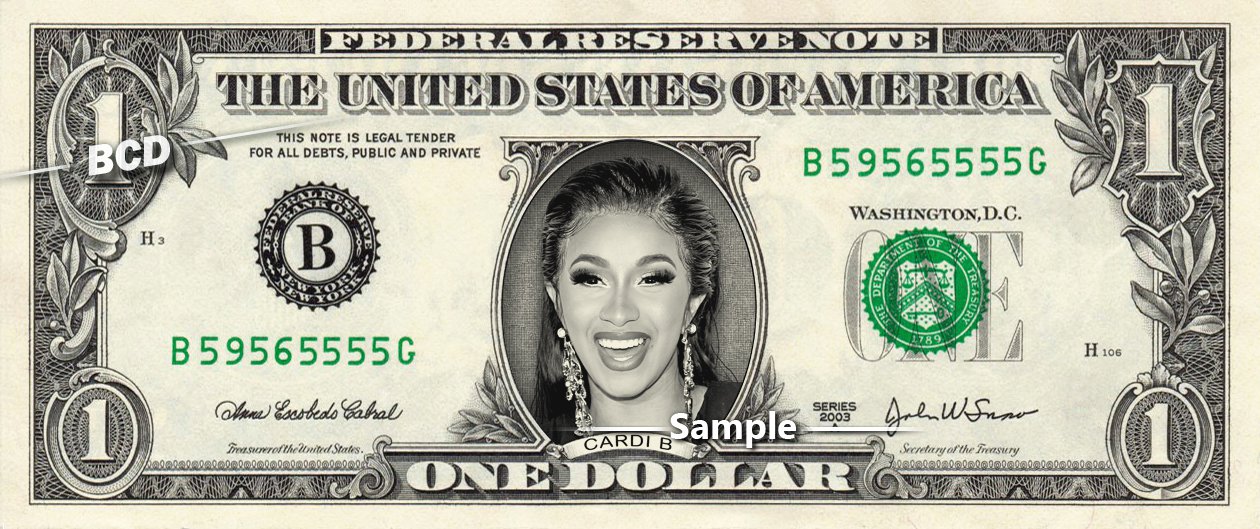 CARDI B On Real Dollar Bill Cash Money Collectible Memorabilia ...