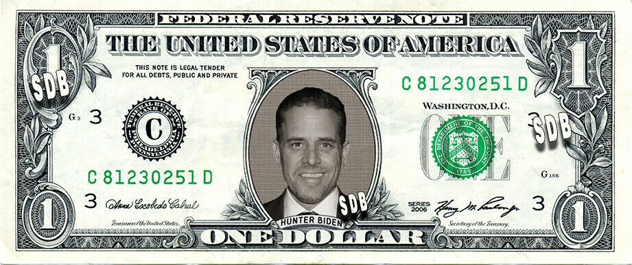 Hunter Biden On A Real Dollar Bill Cash Money Collectible Memorabilia Celebrity 