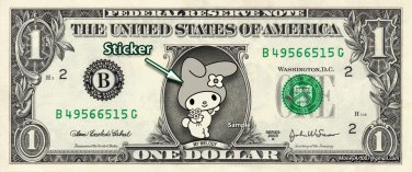 My Melody Hello Kitty on REAL Dollar Bill Collectible Cash Money