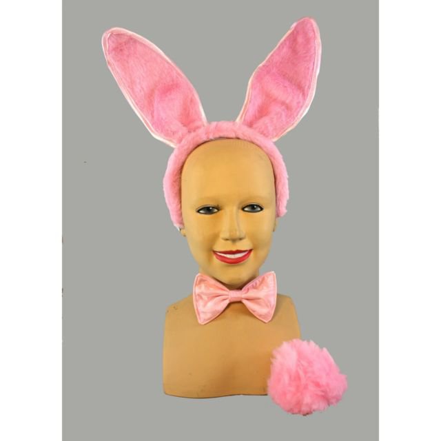 Pink Sexy Bunny Costume Kit Ears Tail Bow Tie 