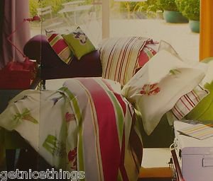 Yves Delorme NEW Pair POP KING Size Shams / Pillowcases Beautiful Pastel Stripes on White