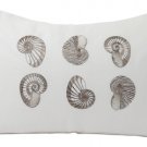 New Iosis Yves Delorme Coquillages 6 Shells Embroidery Linen 20x30" Standard Pillow Cover $180