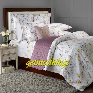 New Yves Delorme Senteur Floral Reversble Super King Duvet Cover Cotton Percale $500