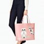 Kate Spade Leather Blaze A Trail Owl LEN Open Top Shopper Tote Bag Pink White Owls New NWT