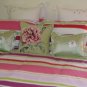 New Yves Delorme 100% Silk Embroidery Flower Green Boudoir Accent Sham Case