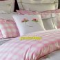 New Yves Delorme Queen Fitted Sheet Lolarose Pink white Plaid Checks France