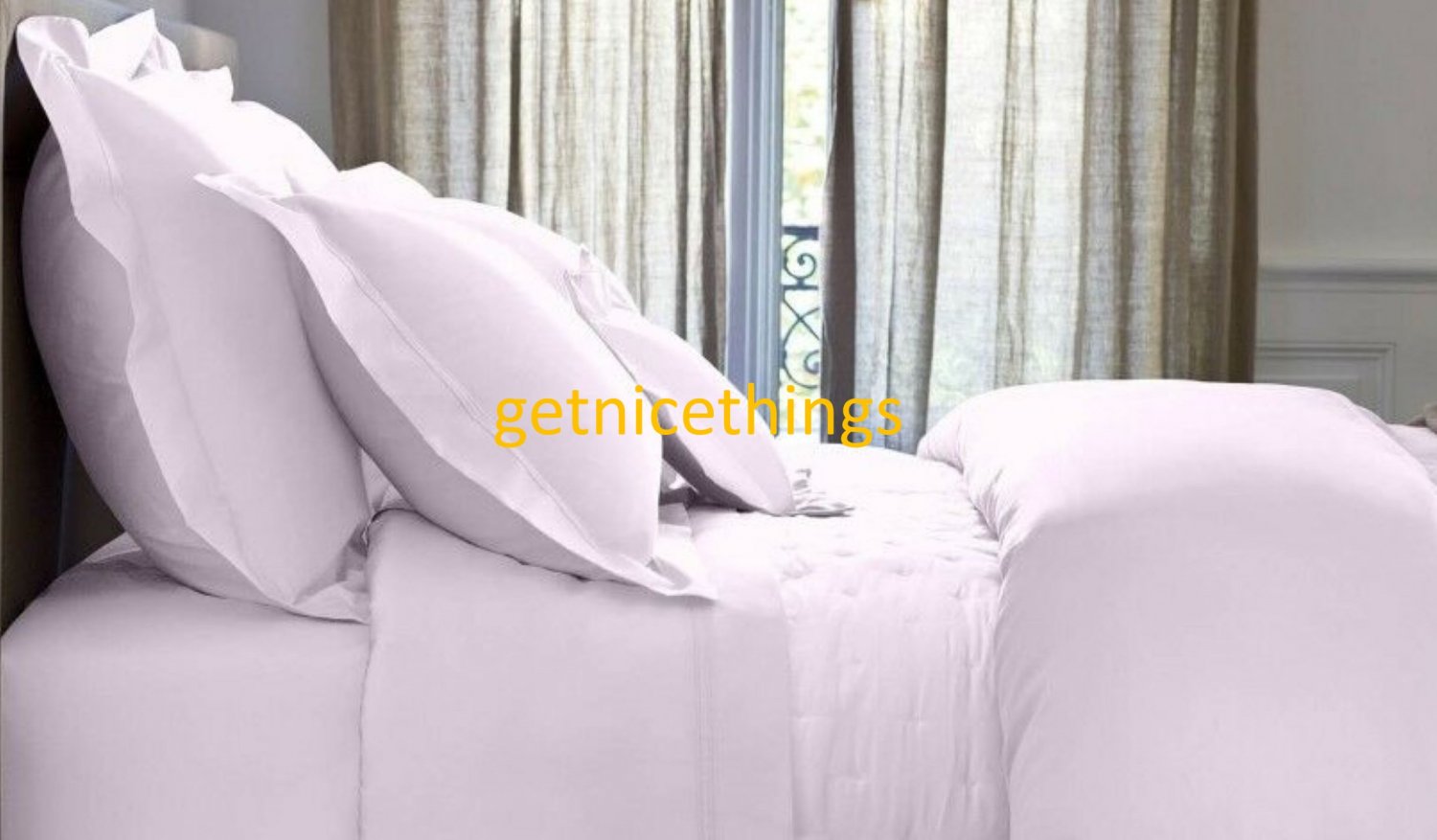 NEW Yves Delorme Triomphe Nuage Lavender Cal King Sheet 4PC Set 100