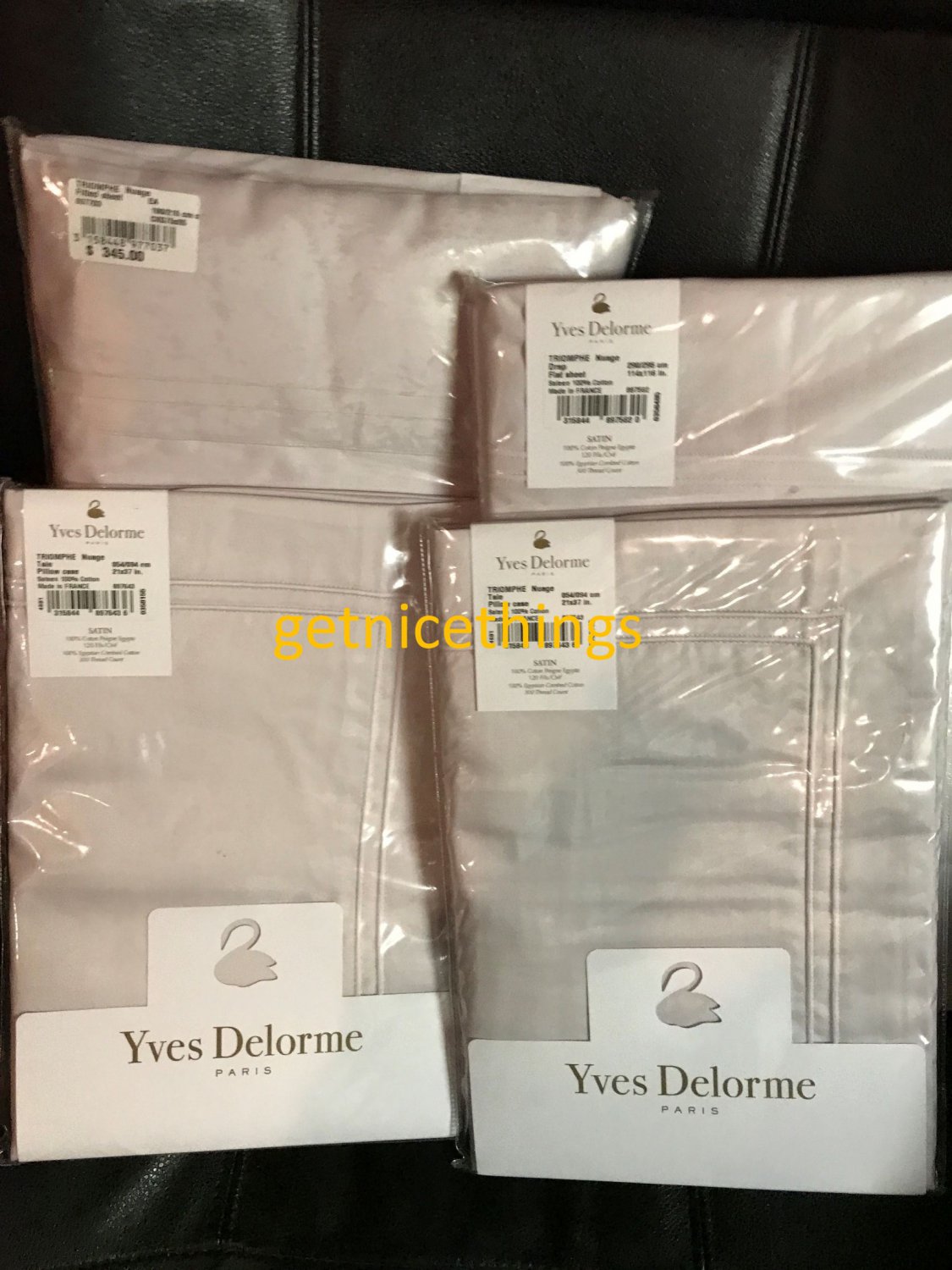 NEW Yves Delorme Triomphe Nuage Lavender Cal King Sheet 4PC Set 100