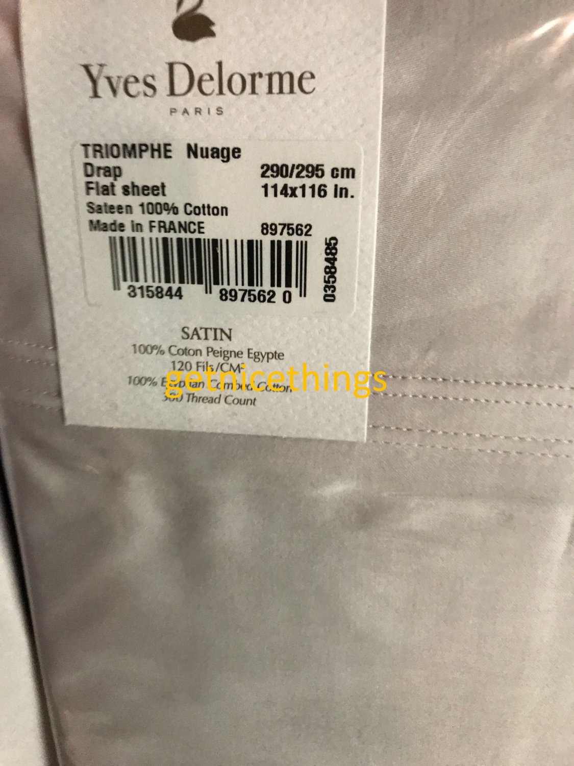 NEW Yves Delorme Triomphe Nuage Lavender Cal King Sheet 4PC Set 100